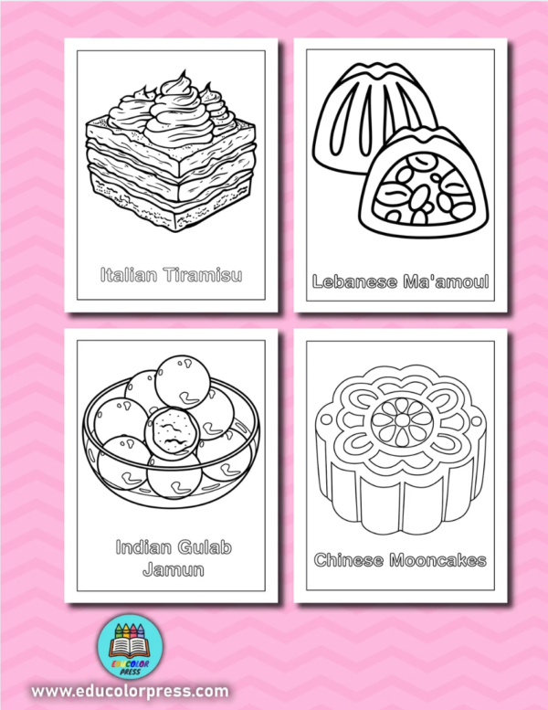 Desserts Around the World Coloring and Activity Book Vol. 1 - Image 2