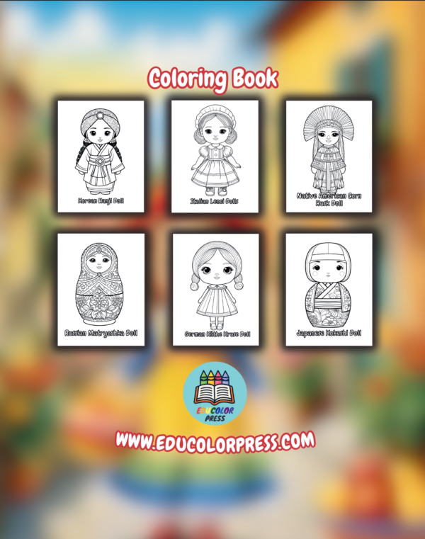 Dolls Around the World: A Coloring and Activity Book - Image 2