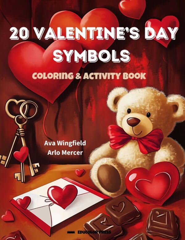 20 Valentine's Day Symbols Coloring and Activity Book