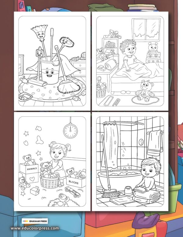 Tidy Time! A Cleaning and Organizing Adventure Coloring and Activity Book - Image 2