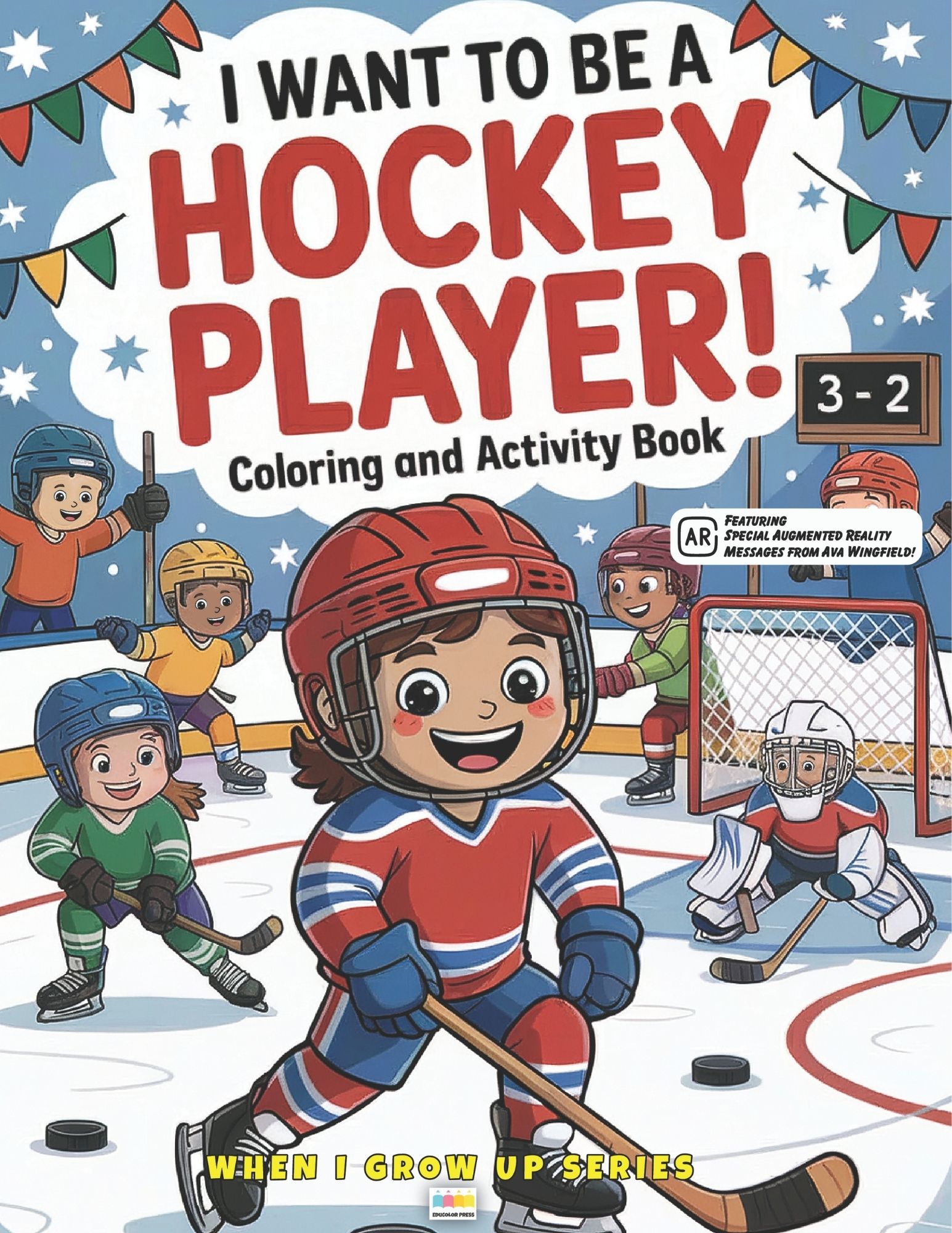 hockey player coloring and activity book cover
