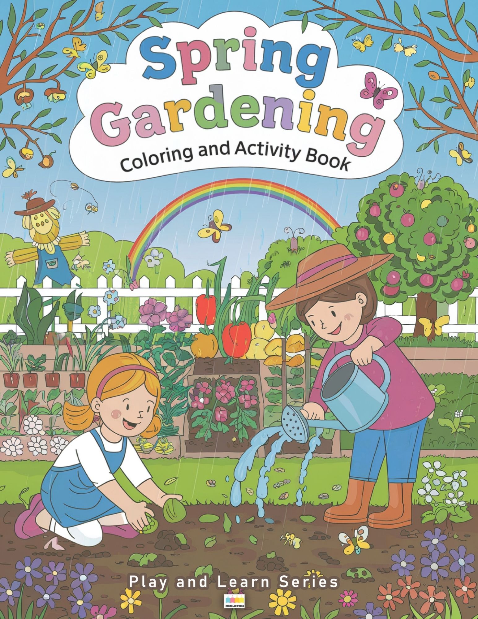 gardening coloring and activity book cover