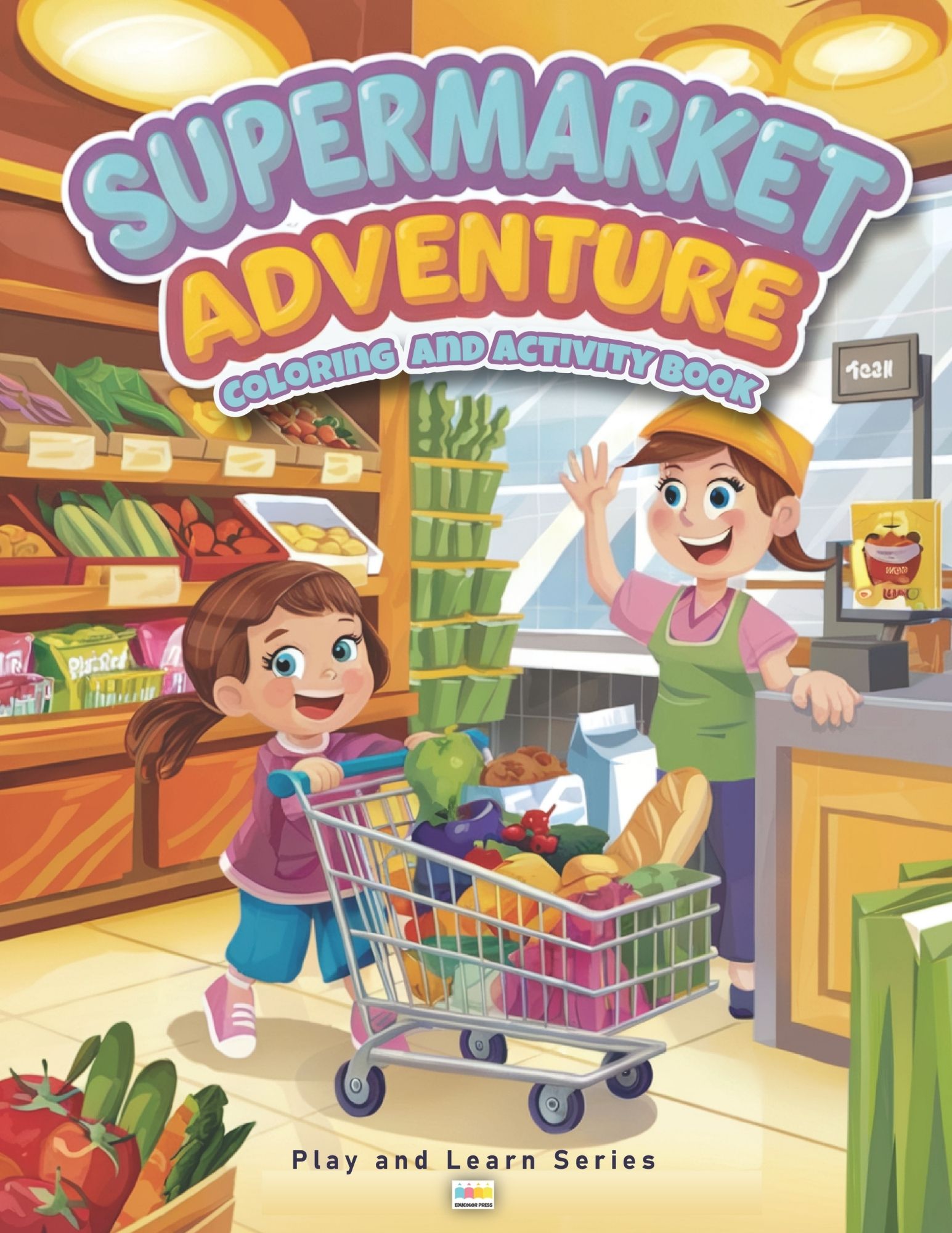 supermarket coloring and activity book cover