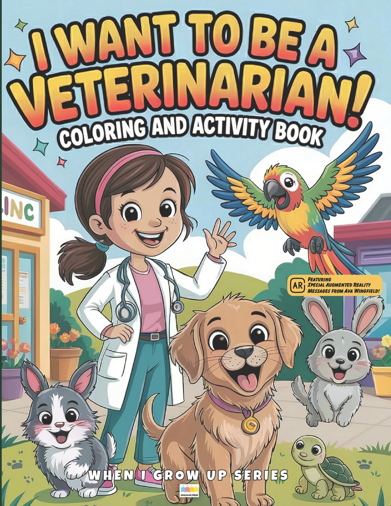 veterinarian coloring and activity book cover